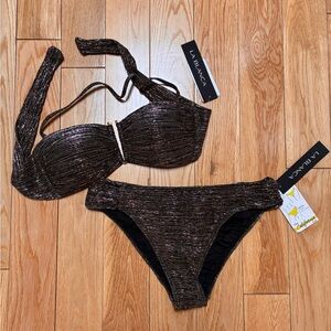 La Blanca Shimmery Black and Gold Bikini